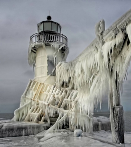 Frozen St. Joseph North Pier Lighthouse, Michigan, USA Image credit: Thomas Zakowski