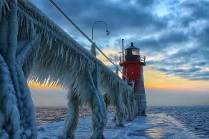 Frozen St. Joseph North Pier Lighthouse, Michigan, USA Image credits: Charles Anderson