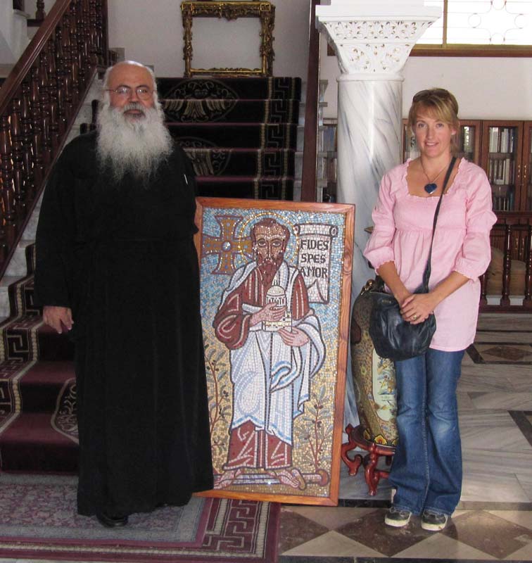 Bishop Pafos blesses Saint Paul mosaic